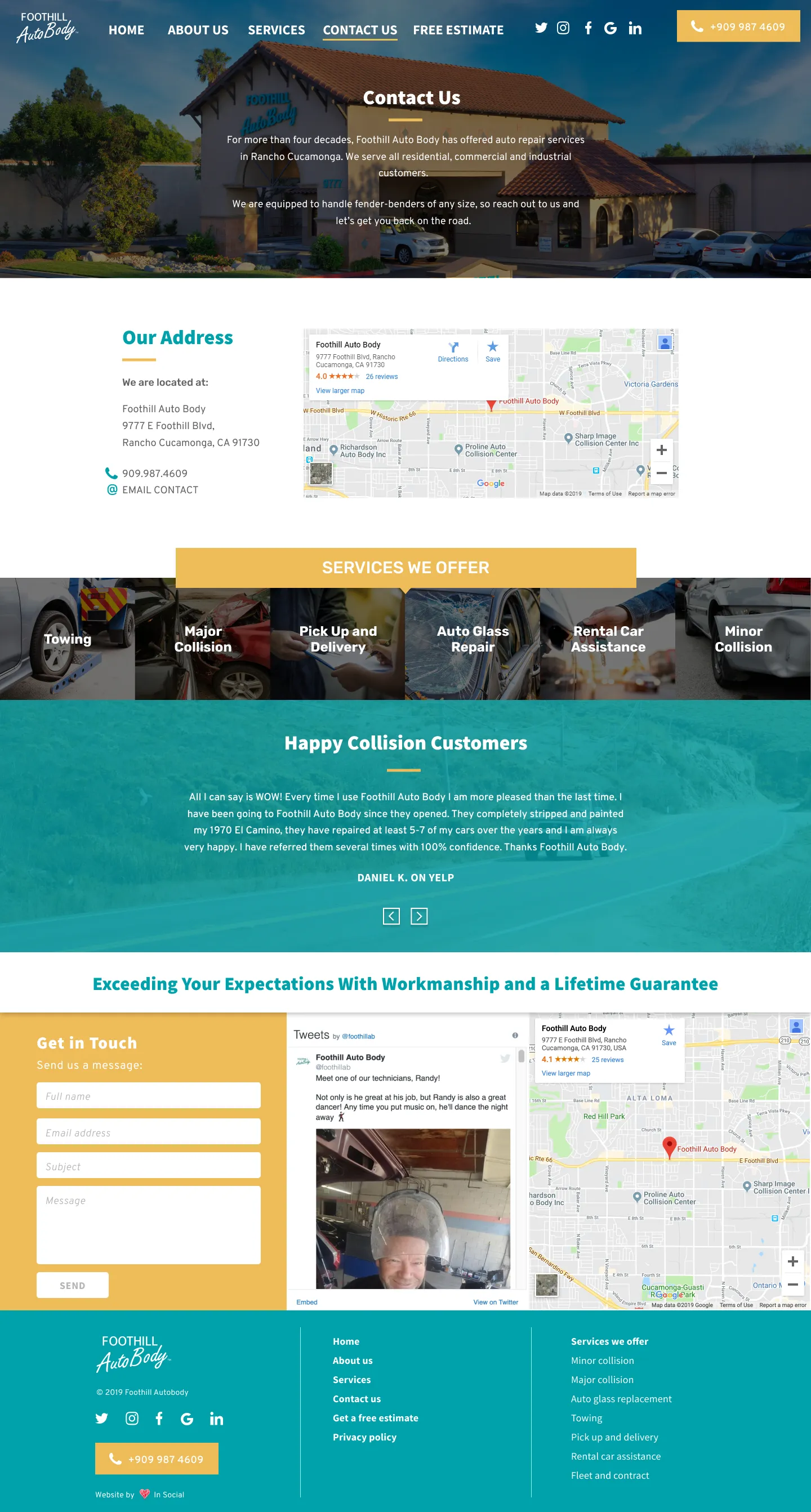 Foothill Autobody Service Contact Page