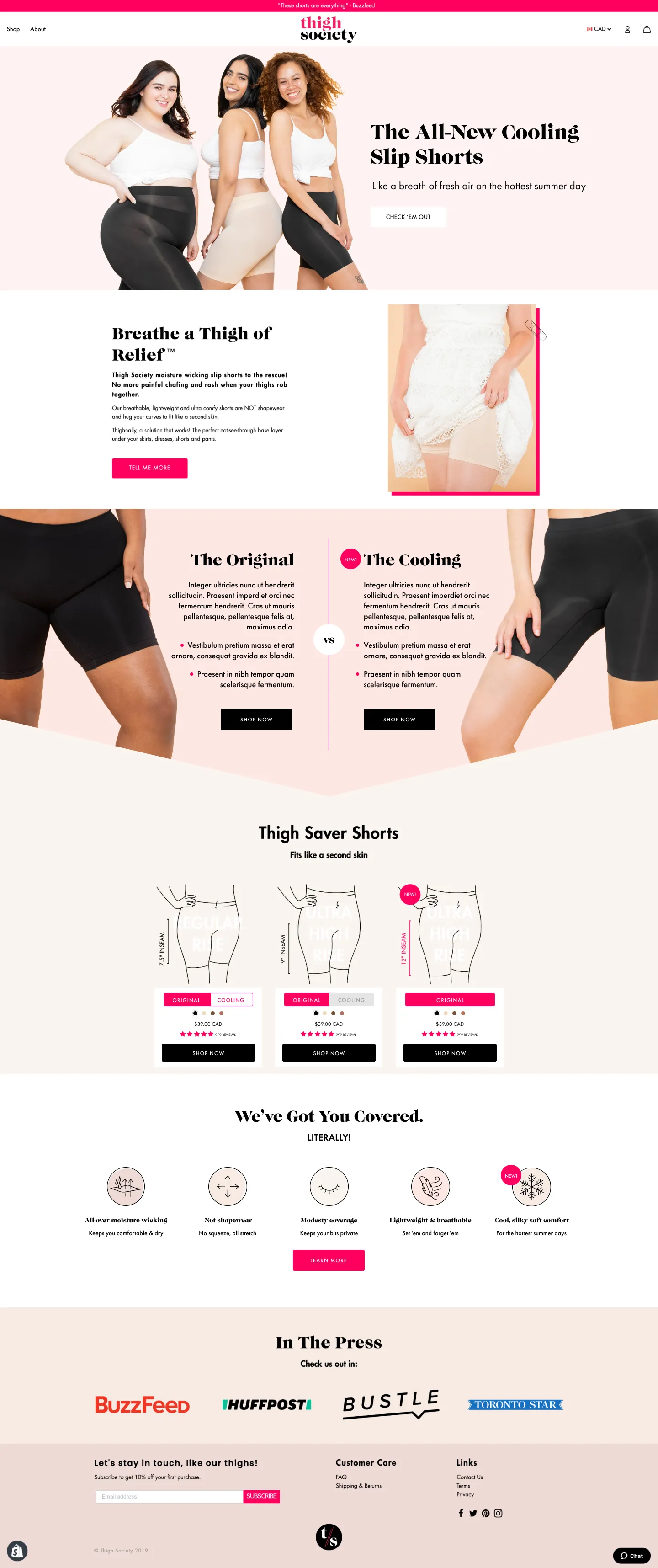 Thigh Society Cooling Short Landing Page